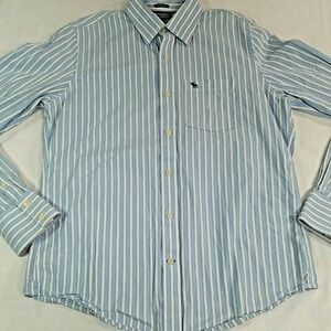 Ambercrombie & Fitch New York Muscle L/S Button Up Shirt Size L Moose Baby Blue